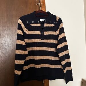 Carly Jean Los Angeles Navy and Tan Striped Sweater
